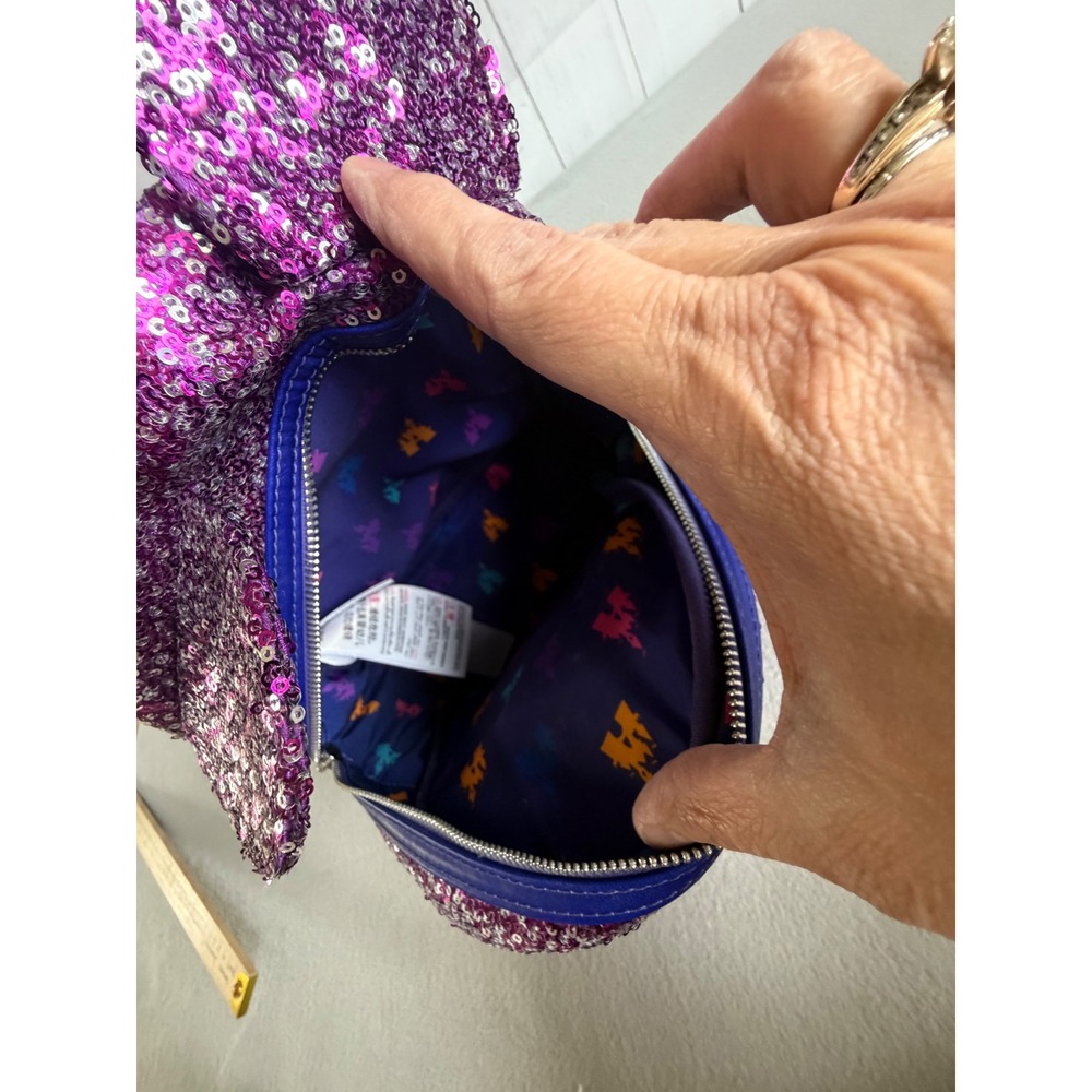 Disney  Loungefly Purple Sequin Confetti Castle Mini Backpack 50th Anniversary - Picture 8 of 10